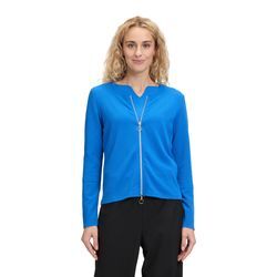 Sweatjacke BETTY BARCLAY "Betty Barclay Shirtjacke mit Reißverschluss", Damen, Gr. 36, blau (mittelblau), Obermaterial: 73% Polyester, 22% Viskose, 5% Elasthan., casual, tailliert lang, Rundhals, Langarm, Sweatjacken, Struktur