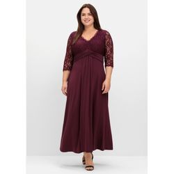 Abendkleid mit Oberteil aus floraler Spitze, burgund, Gr.40