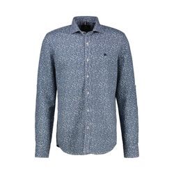 Langarmhemd LERROS "LERROS Herrenhemd in Übergrößen, floral bedruckt", Herren, Gr. 4XL, extraweit, blau (crispy blau), 55% Leinen, 45% Baumwolle, Langarm, Hemden