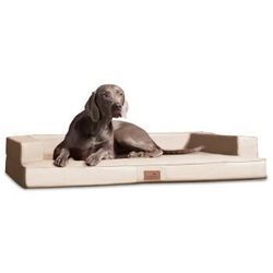 Tierlando ® Orthopädisches Design Hundesofa GIBSON VISCO Kunstleder kubische Form creme 1,5 m, 22 cm, 1 m