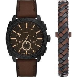 Chronograph FOSSIL "MACHINE", braun, Armbanduhren, Herren, Quarzuhr, Armbanduhr, Herrenuhr, Lederarmband, Ideal auch als Geschenk