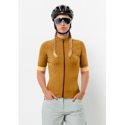 Fahrradjacke JACK WOLFSKIN "GRAVEX FZ S/S W", Gr. L (42/44), braun (salted, caramel), Style:Oberstoff 82% POLYESTER, 18% ELASTHAN; LINING (CN): 100% POLYESTER, Jacken