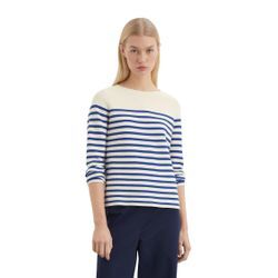 Strickpullover MARC O'POLO "aus softem Organic Cotton", Damen, Gr. L, striped, natural cotton, Obermaterial: 100% Baumwolle, gestreift, casual, U-Boot-Ausschnitt, Langarm, Pullover