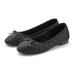 Ballerina LASCANA, Damen, Gr. 36, schwarz, Obermaterial: 100% Lederimitat. Futter: 100% Textilmaterial. Decksohle: 100% Textilmaterial. Laufsohle: 100% Synthetik, unifarben, feminin, Schuhe, mit Schleifenapplikation VEGAN