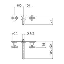 Dornbracht Tara Waschtisch-Wandbatterie ohne Ablaufgarnitur 36712892 chrom 36712892-00