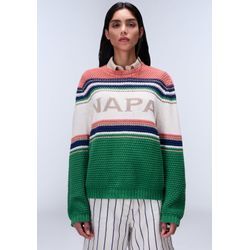 Strickpullover NAPAPIJRI "D-AULLA C W 81S STRIPE 81S", Damen, Gr. L, stripe 81s, Strick, Obermaterial: 100% Baumwolle, mehrfarbig, kontrastfarbene Details, casual, regular fit normal, Rundhals, Langarm eingesetzt Rippstrickbündchen, Pullover, Mit Rundhalsausschnitt