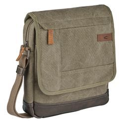 Umhängetasche CAMEL ACTIVE "Air", Damen, Gr. B/H/T: 26,5cm x 30cm x 7cm, grün (khaki), Baumwolle, Taschen, Canvas Modell aus weichem Lederimitat abgerundet mit Applikationen