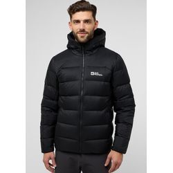 Daunenjacke JACK WOLFSKIN "NEBELHORN DOWN HOODY M", Herren, Gr. XXXL (60), schwarz, Obermaterial: 100% Polyamid; Kontrast: 100% Polyamid; Futter: 100% Polyester; Füllung: 90% Entendaunen, 10% Federn, Jacken