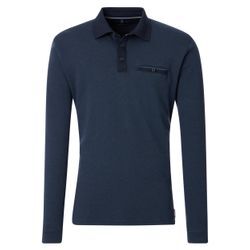 Langarm-Poloshirt CASAMODA "CASAMODA Polo-Shirt Langarm gestreift", Herren, Gr. 3XL, blau (dunkelblau), 100% Baumwolle, Shirts