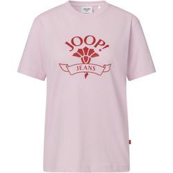 T-Shirt JOOP JEANS "Toldi", Damen, Gr. L, pink (open pink), Single Jersey, Obermaterial: 100% Baumwolle, bedruckt, casual, Rundhals, Kurzarm abgesteppte Kante, Shirts, mit Print