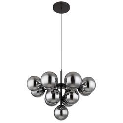 GLOBO LIGHTING LED-Hängeleuchte "GRAPPY", schwarz (schwarz matt), 13 flammig, Ø 12,00cm H: 120,00cm,, Lampen, rauchfarbene Glaskugeln