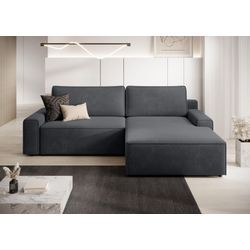 Ecksofa TRENDMANUFAKTUR "Challenge, Schlafsofa mit Bettkasten, Couch in L-Form, Breite 245 cm", grau (anthrazit), B:246cm H:98cm T:168cm, 100% Polyester, Sofas, Recamiere beidseitig montierbar, auch in trendigem Cordstoff