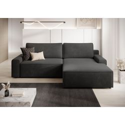 Ecksofa TRENDMANUFAKTUR "Challenge, Schlafsofa mit Bettkasten, Couch in L-Form, Breite 245 cm", schwarz, B:246cm H:98cm T:168cm, 100% Polyester, Sofas, Recamiere beidseitig montierbar, auch in trendigem Cordstoff