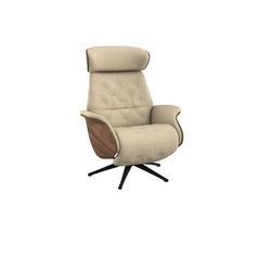 Relaxsessel FLEXLUX "Volden elektrischer Funktionsessel", beige (sandy beige), B:81cm H:111cm T:90cm, 100% Polyester, Sessel, Größe M, Rücken & Fußteil elektrisch, Akku, Arml. Walnuss, Fuß schwarz