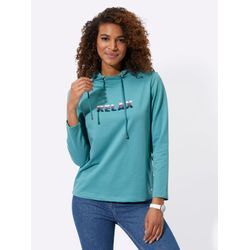 Sweatshirt CASUAL LOOKS, Damen, Gr. 36, blau (ozean), 50% Baumwolle, 50% Polyester, unifarben, Langarm, Sweatshirts