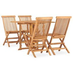 5-Tlg. Garten-Essgruppe Klappbar Massivholz Teak 90 X 90 X 75 Cm | Anzahl der Artikel: 4 | Form: Quadratisch | Modell: Ohne Armlehnen
