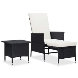 2-Tlg. Garten-Lounge-Set Mit Kissen Poly Rattan | Farbe: Schwarz