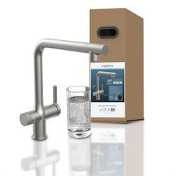 Spültischarmatur SCHÜTTE "»AQUASTAR PREMIUM« Sprudelwasser-Spültischarmatur", silber (edelstahloptik), B:5cm H:34cm T:29cm Ø:5cm, Messing, Armaturen, mit Kühlsystem, Filter, Filterkopf und handelsüblicher CO2-Kartusche