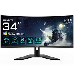 GIGABYTE Curved-Gaming-Monitor "G34WQCP", G (A-G), schwarz, Monitore