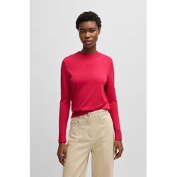 Strickpullover BOSS ORANGE "C_Fanikales", Damen, Gr. XL, schwarz pink 653, Strick, Obermaterial: 40% Viskose, 35% Polyamid, 25% Modal, unifarben, casual, regular fit, Langarm Bündchen, Pullover, mit Charm mit BOSS Logo, Säume mit Rollkanten