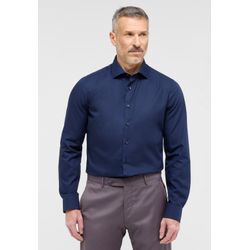 Langarmhemd ETERNA "SLIM FIT", Herren, Gr. 38, Normalgrößen, blau (navy), Popeline, 100% cotton, schmal, Langarm Manschette, Hemden, NON IRON (bügelfrei)