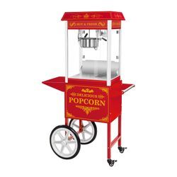 Popcornmaschine mit Wagen - 1500 W - 5 kg/h - Retro-Design - rot - Royal Catering RCPW-16.3