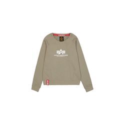 Sweater ALPHA INDUSTRIES "Alpha Industries Women - Sweatshirts New Basic Sweater Women", Damen, Gr. M, grün (olive), Obermaterial: 80% Baumwolle, 20% Polyester, regular fit, Sweatshirts