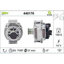 VALEO Generator REMANUFACTURED PREMIUM 14V 180A für MERCEDES-BENZ (FJDA) A6461541102 6461540102 A646154110280 440176