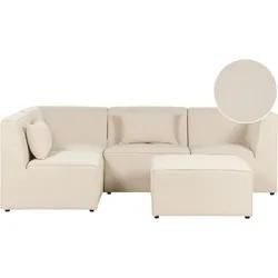 4-Sitzer Ecksofa Cord hellbeige rechtsseitig mit Ottomane LEMVIG