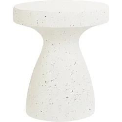 Garten Beistelltisch Beton Terrazzo Optik cremeweiß ⌀ 39 cm BIVIERE