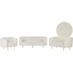 Sofa Set Bouclé weiß 6-Sitzer LOEN