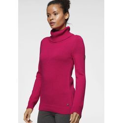 Rollkragenpullover KANGAROOS, Damen, Gr. 32/34 (XS), pink (pink, melange), Strick, Obermaterial: 60% Baumwolle, 40% Polyacryl, unifarben, meliert, casual, figurbetont hüftbedeckend, Langarm Rippbündchen, Pullover, in klassischer Form