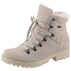 Winterboots RIEKER, Damen, Gr. 39, beige, Lederimitat, sportlich, Schuhe, Schnürboots, Winterstiefelette mit Rieker-TEX Ausstattung