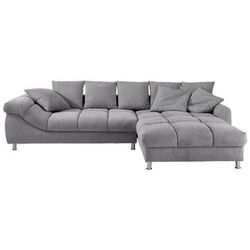 Carryhome Ecksofa , Grau, Silber , Textil , 5-Sitzer , Füllung: Schaumstoff , Ottomane rechts, seitenverkehrt montierbar, L-Form , 337x228 cm ,