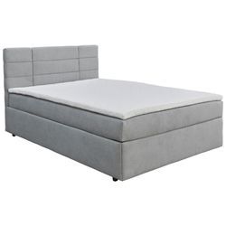 Boxxx Boxbett , Grau , Textil , Kiefer , massiv , H2 , Höhe ca. 18 cm , 140x200 cm , gepolstertes Kopfteil, Topper durchgehend, in verschiedenen