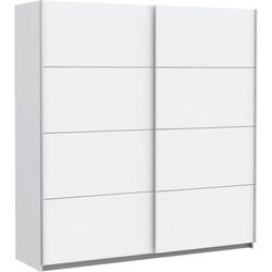 Mid.you Schwebetürenschrank Forte Lyon , Weiß , Metall , 5 Fächer , 3 Schubladen , 200x210x61 cm , Blauer Engel, BQ - Bündnis für Qualität, Made in