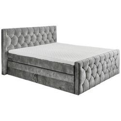 Mid.you Boxspringbett , Grau , Textil , H2 , 7-Zonen , Höhe ca. 16 cm , 180x200 cm , Bettkasten, gepolstertes Kopfteil, Federkernmatratze, Topper