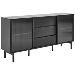 Mid.you Sideboard , Schwarz , Holz, Metall, Glas, Holzwerkstoff , 2 Fächer , 3 Schubladen , 160x79x40 cm , Bsci , Schlafzimmer, Schlafzimmer Kommoden