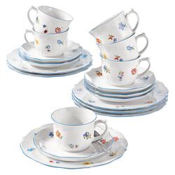 Seltmann Weiden Kaffeeservice , Blau, Weiß , Keramik , 18-teilig , Blume , 220 ml,220 ml , 15x15x30 cm , handbemalt , Essen & Trinken, Geschirr,