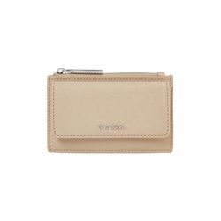 Geldbörse CALVIN KLEIN "CK MUST ZIP FLAP CARDHOLDER_MONO", beige (natur), Polyester, Lederimitat, Basic, Kleinlederwaren, Geldbeutel, Damen-Portemonnaie