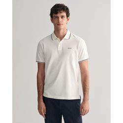 Poloshirt GANT "TIPPING SS PIQUE POLO", Herren, Gr. L, weiß, Jersey, Obermaterial: 100% Baumwolle, casual, Kurzarm, Shirts