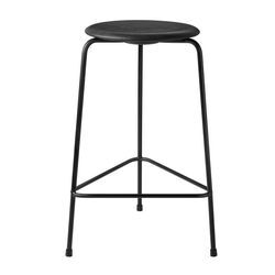 Fritz Hansen - High Dot Barhocker H 65 cm, Leder schwarz / Untergestell schwarz