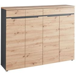 Voleo Schuhschrank , Graphit, Eiche Artisan , Holzwerkstoff , 9 Fächer , 1 Schubladen , 160x124x38 cm , Beimöbel erhältlich , Garderobe,