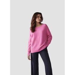 Strickpullover LECOMTE "LeComte Pullover mit Rundhalsausschnitt und Ziernaht", Damen, Gr. 42, pink, 50%Viskose 27%Polyester 23%Polyamid, unifarben, feminin, gerade, Langarm gerader Abschluss, Pullover