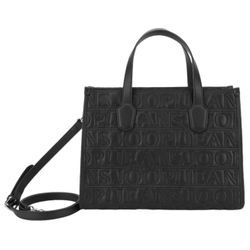 Handtasche JOOP JEANS "iniziale aurelia handbag mhz", Damen, Gr. B/H/T: 34cm x 26cm x 13cm, schwarz, Nylon, unifarben, Taschen, Umhängetasche Shopper Schultertasche