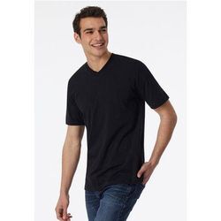 SCHIESSER Shirt kurzarm Jersey 2er-Pack V-Ausschnitt schwarz - American T-Shirt XXL male