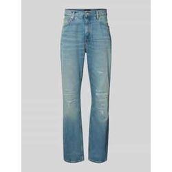 Straight Fit Jeans aus reiner Baumwolle im Used Look Modell 'MERCER'