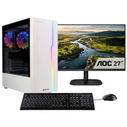 CAPTIVA Gaming-PC-Komplettsystem "Advanced Gaming I86-159 TFT Bundle", E (A-G), schwarz-weiß (schwarz, weiß), Microsoft Windows 11 Home (64 Bit), 32 GB RAM 1000 GB SSD, Computer-Komplettsysteme