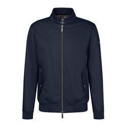 Blouson BUGATTI, Herren, Gr. 52, 390, marine, 67% Baumwolle, 30% Polyamid, 3% Elasthan, unifarben, casual, regular fit, Langarm Bündchen, Jacken, mit Stehkragen & Strickdetails