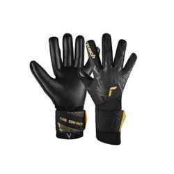 Torwarthandschuhe REUSCH "Pure Contact Infinity", Damen, Gr. 10,5, gold (schwarz, goldfarben), 77% Elastodien, 16% Polyester, 7% Polyamid, mehrfarbig, sportlich, Handschuhe, mit Hybrid Negative Cut